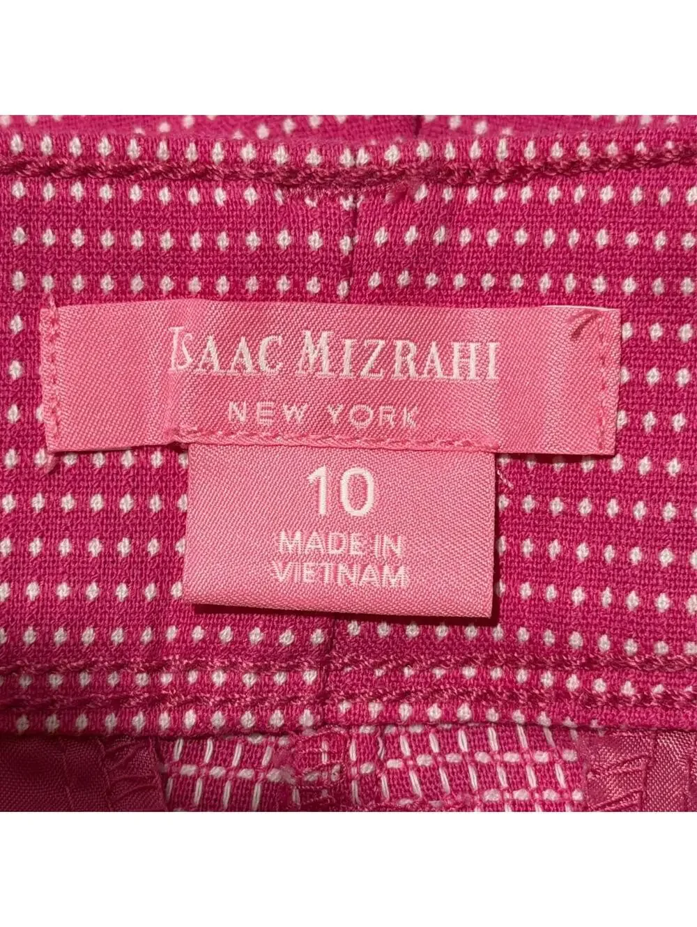 Isaac Mizrahi Women's Chino Shorts Pink White Micro Dots Bright Preppy Casual 10 - Picture 9 of 12
